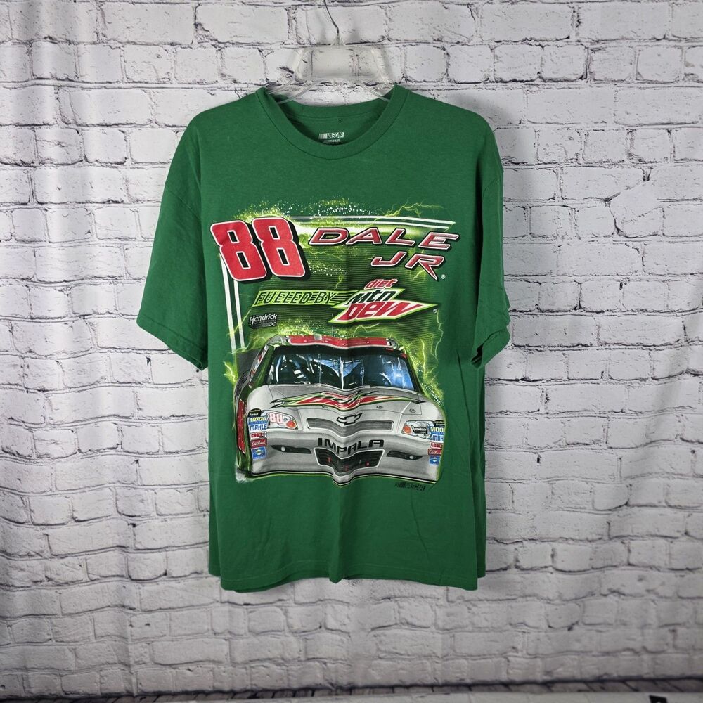 Vintage Dale Jr. NASCAR #88 XL Green Diet Mountain Dew Graphic T-Shirt